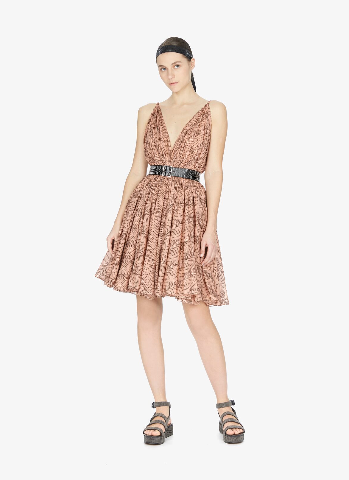 SLEEVELESS DRESS SOIE BOA NUDE/BLACK ALAÏA BLUSH/BLACK  SLEEVELESS DRESS SOIE BOA NUDE/BLACK